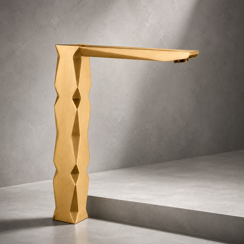 Fontana Frejus Brushed Gold Touchless Automatic Sink Bathroom Faucet finish option for 140 Broadway commercial restroom specification